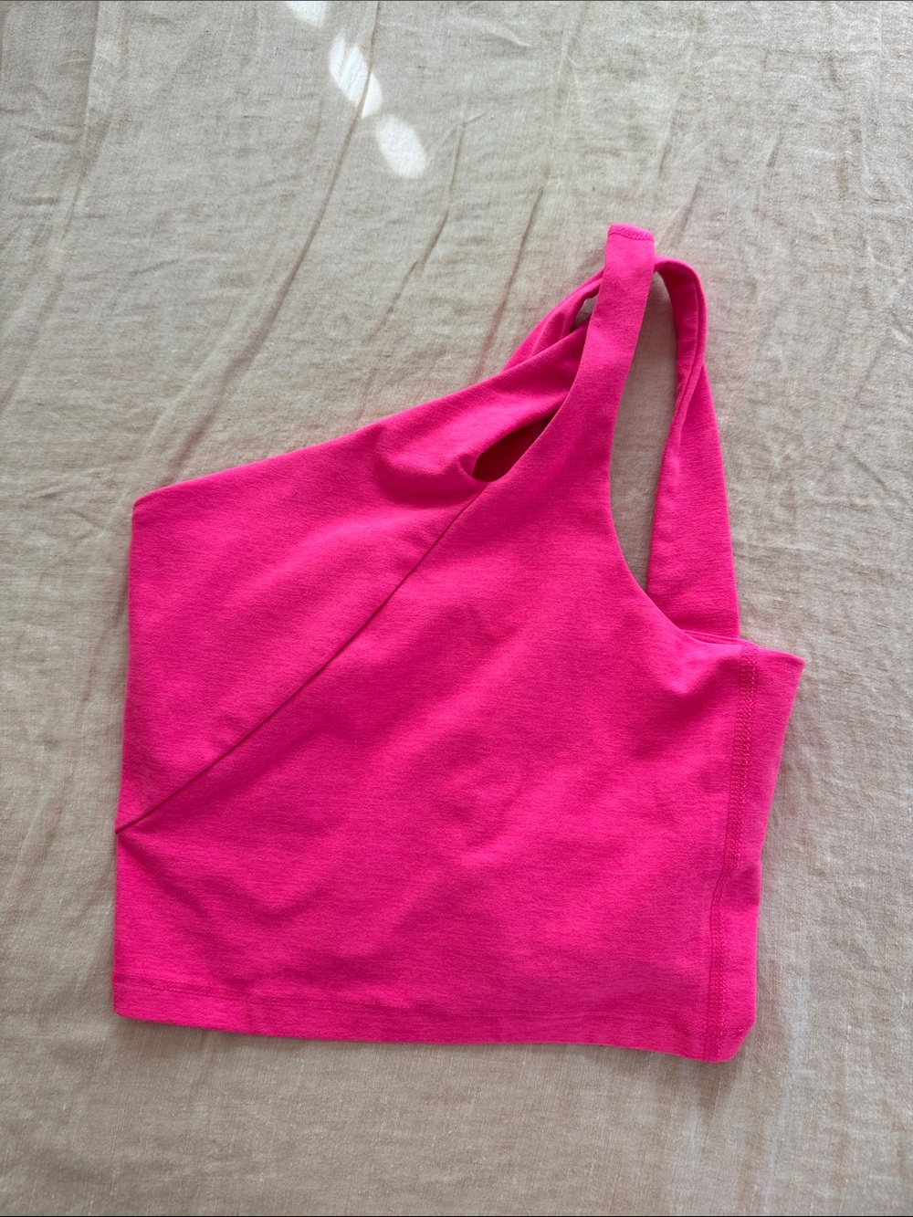 Women’s One-Shoulder Crop Tank Top - Hot Pink